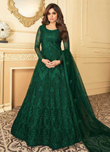 Load image into Gallery viewer, Bottle Green Heavy Embroidered Kalidar Gown Style Anarkali fashionandstylish.myshopify.com