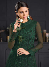 Load image into Gallery viewer, Bottle Green Heavy Floral Embroidered Kalidar Gown Style Anarkali fashionandstylish.myshopify.com