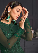 Load image into Gallery viewer, Bottle Green Heavy Floral Embroidered Kalidar Gown Style Anarkali fashionandstylish.myshopify.com