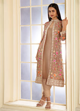 Load image into Gallery viewer, Brown Embroidered Jacket Style Pant Suit