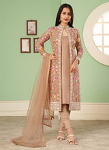 Load image into Gallery viewer, Brown Embroidered Jacket Style Pant Suit