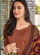 Load image into Gallery viewer, Brown Embroidered Straight Pant Style Suit fashionandstylish.myshopify.com