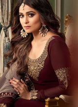 Load image into Gallery viewer, Brown and Grey Embroidered Sharara Style Suit fashionandstylish.myshopify.com