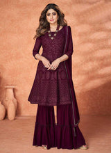 Load image into Gallery viewer, Burgundy Stylish Embroidered Gharara Suit fashionandstylish.myshopify.com