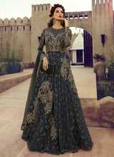 Load image into Gallery viewer, Charcol Grey Heavy Embroidered Gown Style Anarkali Suit fashionandstylish.myshopify.com