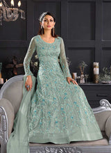 Load image into Gallery viewer, Coral Blue Heavy Embroidered Kalidar Gown Style Anarkali fashionandstylish.myshopify.com