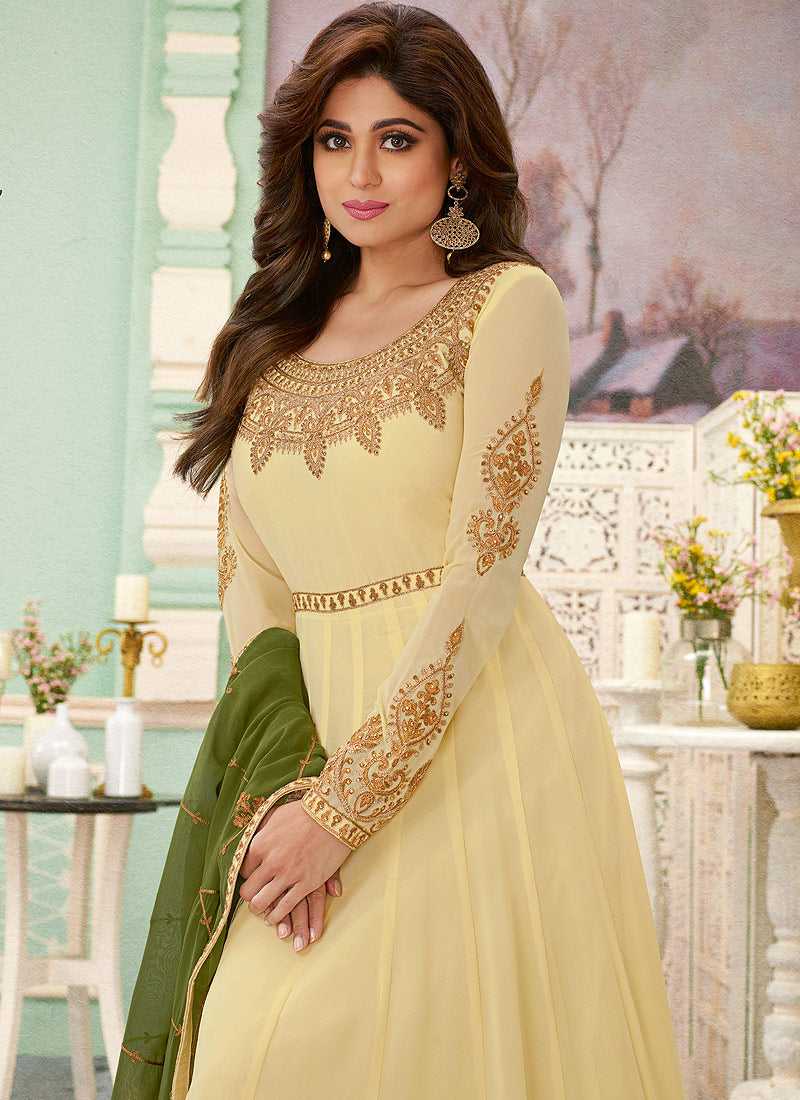 Cream outlet color anarkali