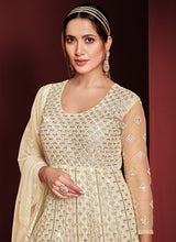 Load image into Gallery viewer, Cream Color Heavy Embroidered Kalidar Anarkali