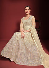 Load image into Gallery viewer, Cream Color Heavy Embroidered Kalidar Anarkali