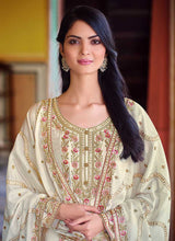 Load image into Gallery viewer, Cream Embroidered Stylish Straight Pant Suit fashionandstylish.myshopify.com
