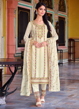Load image into Gallery viewer, Cream Embroidered Stylish Straight Pant Suit fashionandstylish.myshopify.com