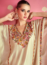 Load image into Gallery viewer, Cream Floral Embroidered Kaftan Style Suit