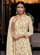 Load image into Gallery viewer, Cream Floral Embroidered Palazzo Style Suit fashionandstylish.myshopify.com