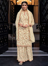 Load image into Gallery viewer, Cream Floral Embroidered Palazzo Style Suit fashionandstylish.myshopify.com