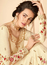 Load image into Gallery viewer, Cream Floral Heavy Embroidered Kalidar Anarkali Suit fashionandstylish.myshopify.com