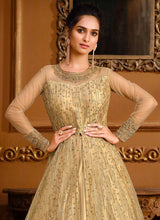 Load image into Gallery viewer, Cream Heavy Embroidered High Slit Style Designer Suit fashionandstylish.myshopify.com