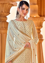 Load image into Gallery viewer, Cream Heavy Embroidered Straight Pant Style Suit fashionandstylish.myshopify.com