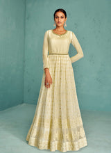 Load image into Gallery viewer, Cream White Heavy Embroidered Anarkali Suit