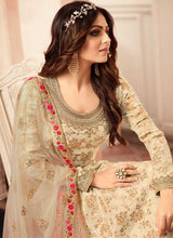 Load image into Gallery viewer, Cream and Gold Embroidered Sharara Style Suit fashionandstylish.myshopify.com
