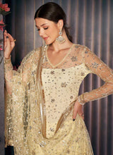 Load image into Gallery viewer, Cream and Gold Heavy Embroidered Pant Style Suit fashionandstylish.myshopify.com