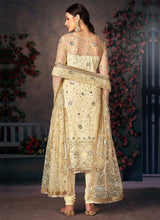 Load image into Gallery viewer, Cream and Gold Heavy Embroidered Pant Style Suit fashionandstylish.myshopify.com