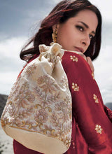 Load image into Gallery viewer, Cream and Red Heavy Embroidered Jacket Style Anarkali Suit fashionandstylish.myshopify.com