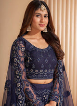 Load image into Gallery viewer, Dark Blue Floral Embroidered Stylish Lehenga Choli fashionandstylish.myshopify.com