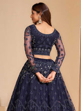 Load image into Gallery viewer, Dark Blue Floral Embroidered Stylish Lehenga Choli fashionandstylish.myshopify.com