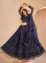 Load image into Gallery viewer, Dark Blue Floral Embroidered Stylish Lehenga Choli fashionandstylish.myshopify.com