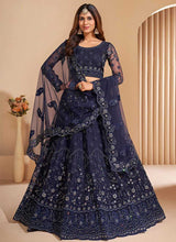 Load image into Gallery viewer, Dark Blue Floral Embroidered Stylish Lehenga Choli fashionandstylish.myshopify.com