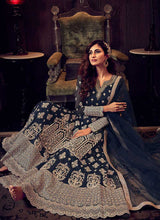 Load image into Gallery viewer, Dark Blue Heavy Embroidered Sharara Style Suit fashionandstylish.myshopify.com