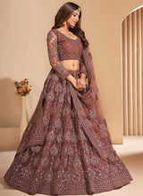 Load image into Gallery viewer, Dark Brown Floral Embroidered Stylish Lehenga Choli fashionandstylish.myshopify.com