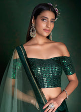 Load image into Gallery viewer, Dark Green Embroidered Stylish Lehenga Choli