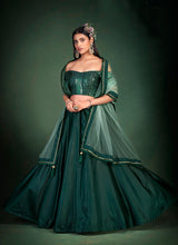 Load image into Gallery viewer, Dark Green Embroidered Stylish Lehenga Choli