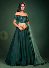 Load image into Gallery viewer, Dark Green Embroidered Stylish Lehenga Choli