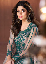 Load image into Gallery viewer, Dark Green Floral Embroidered Kalidar Anarkali Suit fashionandstylish.myshopify.com