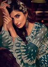 Load image into Gallery viewer, Dark Green Heavy Embroidered Sharara Style Suit fashionandstylish.myshopify.com