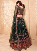 Load image into Gallery viewer, Dark Green Heavy Floral Embroidered Stylish Lehenga Choli fashionandstylish.myshopify.com