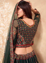 Load image into Gallery viewer, Dark Green Heavy Floral Embroidered Stylish Lehenga Choli fashionandstylish.myshopify.com