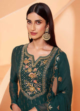 Load image into Gallery viewer, Dark Green Sequins Embroidered Gharara Style Suit fashionandstylish.myshopify.com