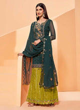 Load image into Gallery viewer, Dark Green Sequins Embroidered Gharara Style Suit fashionandstylish.myshopify.com