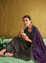 Load image into Gallery viewer, Dark Green and Purple Embroidered Stylish Palazzo Style Suit fashionandstylish.myshopify.com