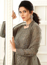 Load image into Gallery viewer, Dark Grey Heavy Embroidered Kalidar Gown Style Anarkali fashionandstylish.myshopify.com