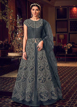 Load image into Gallery viewer, Dark Grey Heavy Embroidered Lehenga/ Pant Style Anarkali fashionandstylish.myshopify.com