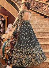 Load image into Gallery viewer, Dark Grey and Gold Heavy Embroidered Anarkali fashionandstylish.myshopify.com