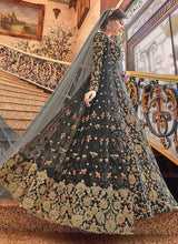 Load image into Gallery viewer, Dark Grey and Gold Heavy Embroidered Anarkali fashionandstylish.myshopify.com