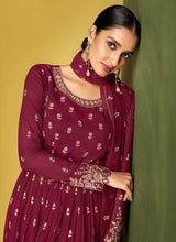 Load image into Gallery viewer, Dark Magenta Heavy Embroidered Designer Sharara Suit fashionandstylish.myshopify.com