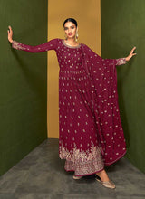 Load image into Gallery viewer, Dark Magenta Heavy Embroidered Designer Sharara Suit fashionandstylish.myshopify.com