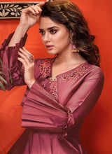 Load image into Gallery viewer, Dark Pink Embroidered Art Silk Gown fashionandstylish.myshopify.com