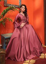 Load image into Gallery viewer, Dark Pink Embroidered Art Silk Gown fashionandstylish.myshopify.com